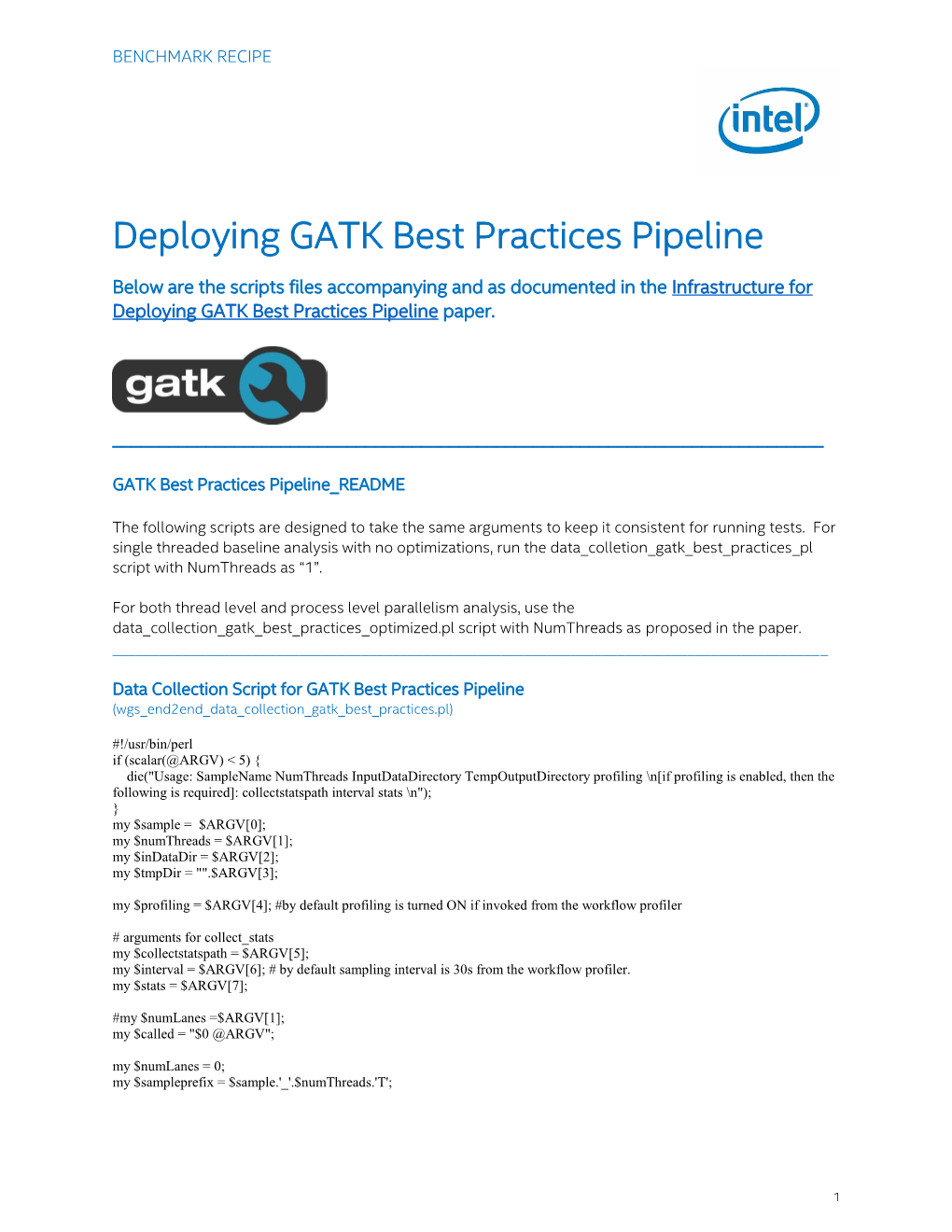 Benchmark Recipe for GATK* Best Practices Pipeline Deployment