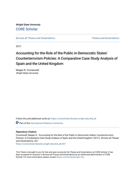 Accounting for the Role of the Public in Democratic States' Counterterrorism Policies: a Comparative Case Study Analysis of Spain and the United Kingdom