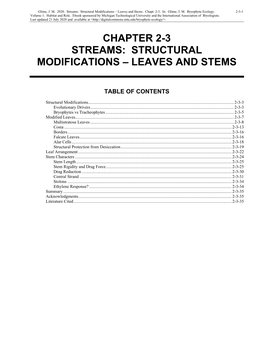Streams: Structural Modifications – Leaves and Stems