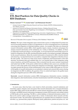 ETL Best Practices for Data Quality Checks in RIS Databases