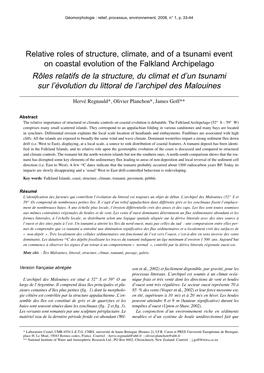 Relative Roles of Structure, Climate, and of a Tsunami Event on Coastal Evolution of the Falkland Archipelago Rôles Relatifs De