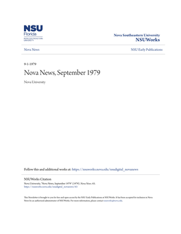 Nova News, September 1979 Nova University