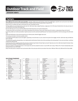 Outdoor Track and Field DIVISION I MEN’S