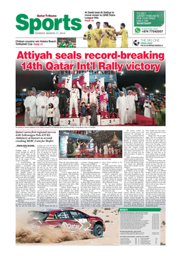 Attiyah Seals Record-Breaking 14Th Qatar Int'l Rally Victory