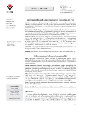 Etofenamate and Anastomoses of the Colon in Rats