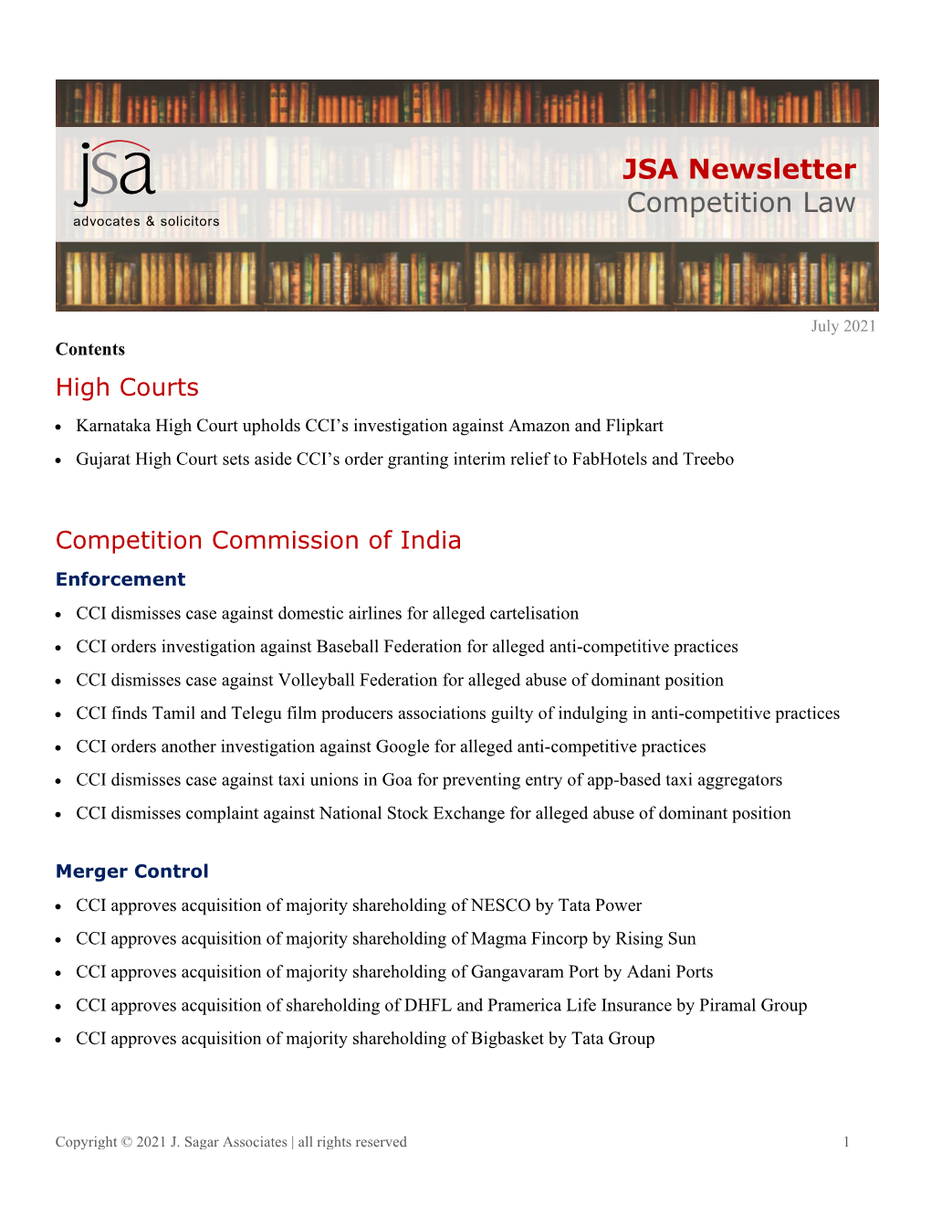 JSA Newsletter Competition Law