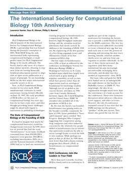 The International Society for Computational Biology 10Th Anniversary Lawrence Hunter, Russ B