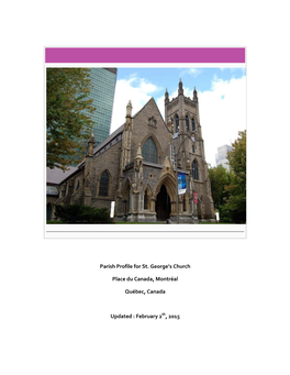 Parish Profile for St. George's Church Place Du Canada, Montréal Québec