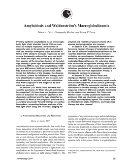 Amyloidosis and Waldenström's Macroglobulinemia
