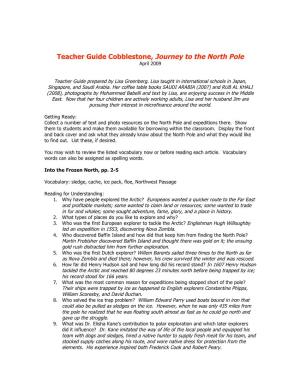 Teacher Guide Cobblestone, Journey to the North Pole April 2009