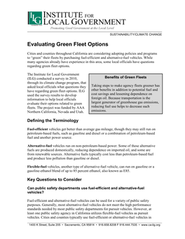 Evaluating Green Fleet Options