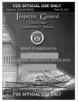 Naval Criminal Investigative Service (NCIS), (B)(6), (B)(7)(C) (B)(6), (B)(7)(C) NCIS (Report No