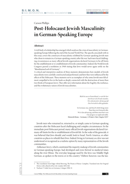 Post-Holocaust Jewish Masculinity in German-Speaking Europe