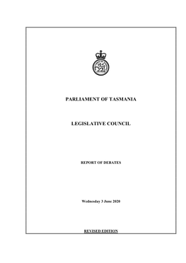 Legislative Council Wednesday 3 June 2020