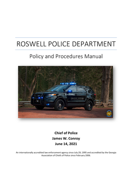 ROSWELL POLICE DEPARTMENT Policy and Procedures Manual