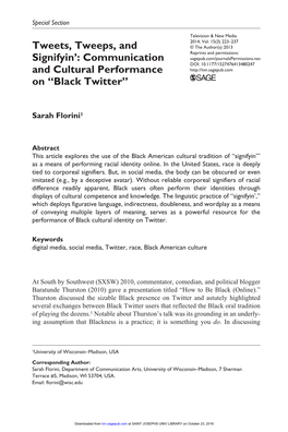 Communication and Cultural Performance on “Black Twitter”