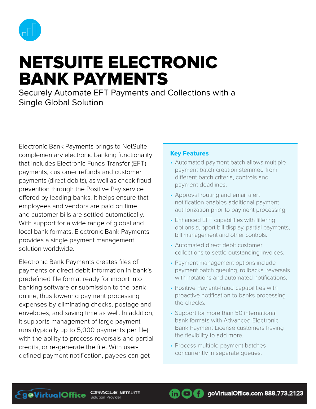 NETSUITE ELECTRONIC BANK PAYMENTS Securely Automate EFT Payments and Collections with a Single Global Solution