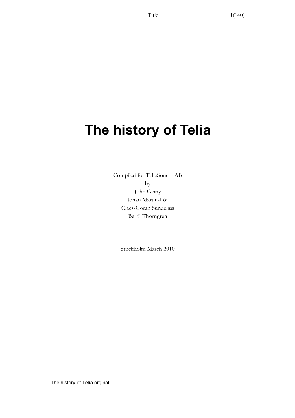 The History of Telia