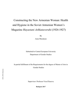 Constructing the New Armenian Woman: Health and Hygiene in the Soviet Armenian Women’S Magazine Hayastani Ashkatavoruhi (1924-1927)