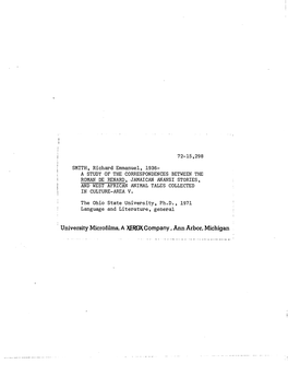 University Microfilms, a XEROX Company, Ann Arbor, Michigan a STUDY of the CORRESPONDENCES BETVVŒIEN the ROMAN