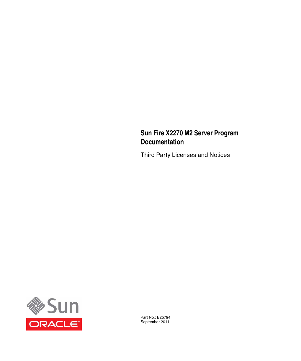 Sun Fire X2270 M2 Server Program Documentation Third Party