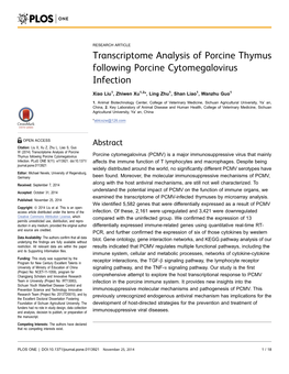 Transcriptome Analysis of Porcine Thymus Following Porcine Cytomegalovirus Infection