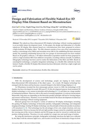 Design and Fabrication of Flexible Naked-Eye 3D Display Film Element Based on Microstructure