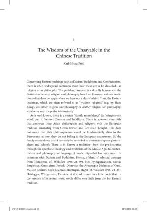 The Wisdom of the Unsayable in the Chinese Tradition Karl-Heinz Pohl