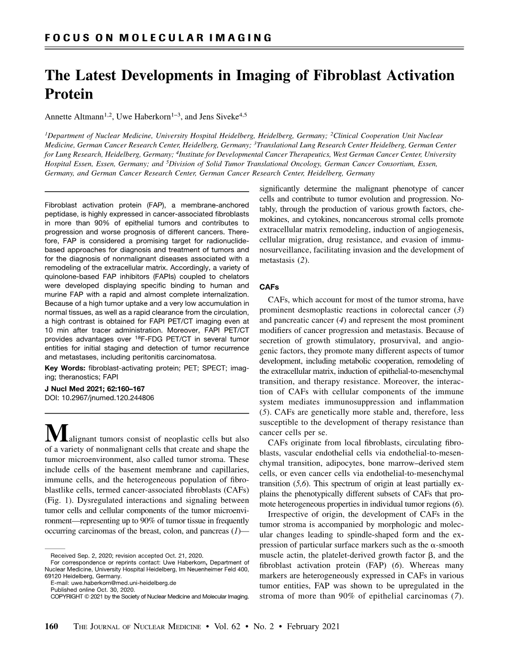 The Latest Developments in Imaging of Fibroblast Activation Protein