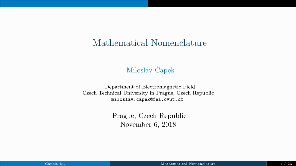 Mathematical Nomenclature