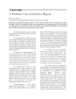 A Probable Case of Selective Report
