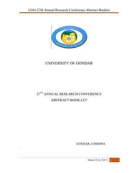 UOG-27Th Annual Research Conference Abstract Booklet