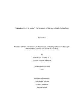 The Economics of Marriage in Middle English Poetry Dissertation
