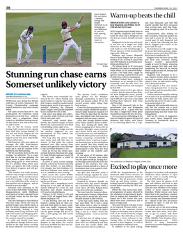 Stunning Run Chase Earns Somerset Unlikely Victory