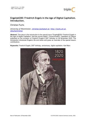 Friedrich Engels in the Age of Digital Capitalism. Introduction