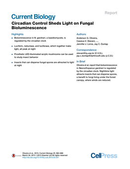 Circadian Control Sheds Light on Fungal Bioluminescence