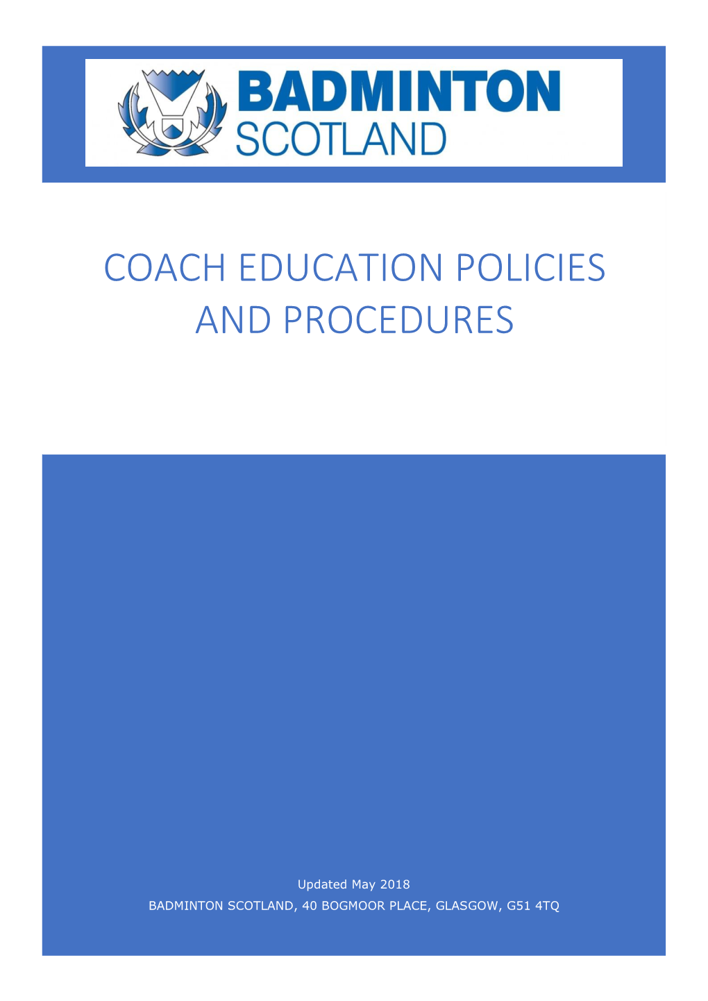 Coach Education Policies and Procedures