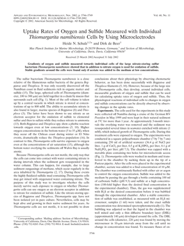 Thiomargarita Namibiensis Cells by Using Microelectrodes Heide N