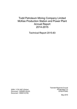 Todd Mckee Production Station and Power Plant Monitoring Report