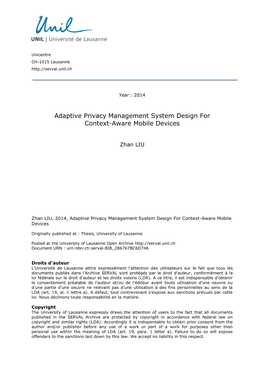 Adaptive Privacy Management System Design for Context-Aware Mobile Devices