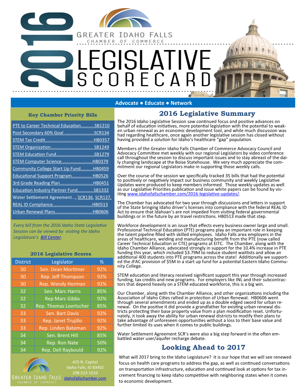 2016 Legislative Summary Looking Ahead to 2017