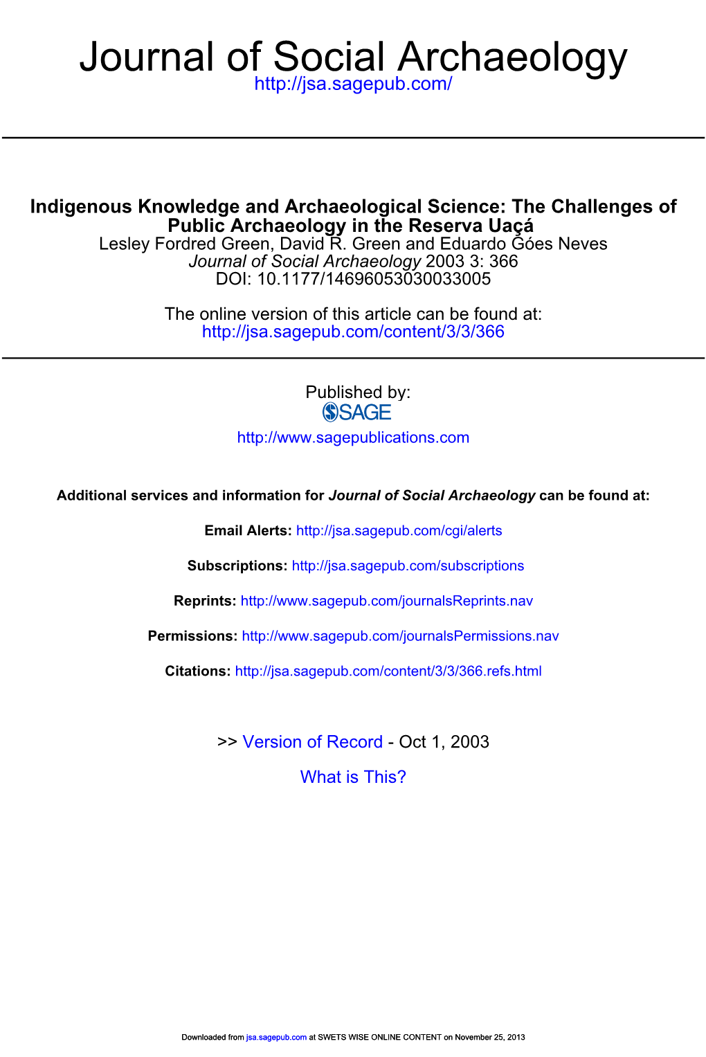 Journal of Social Archaeology