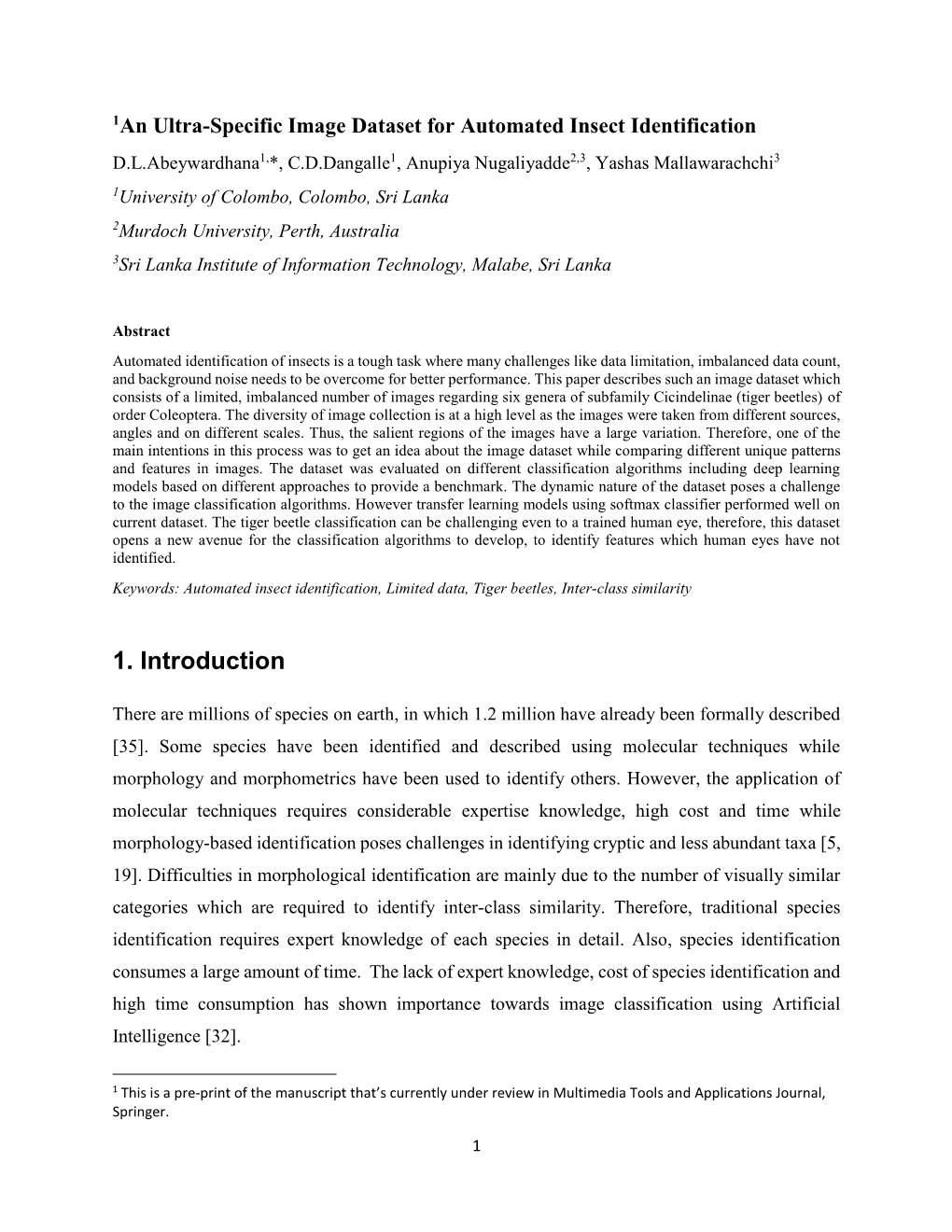 An Ultra-Specific Image Dataset for Automated Insect Identification