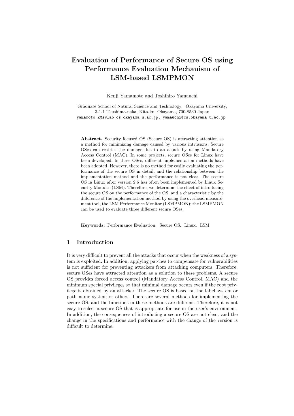 Evaluation of Performance of Secure OS Using Performance Evaluation Mechanism of LSM-Based LSMPMON