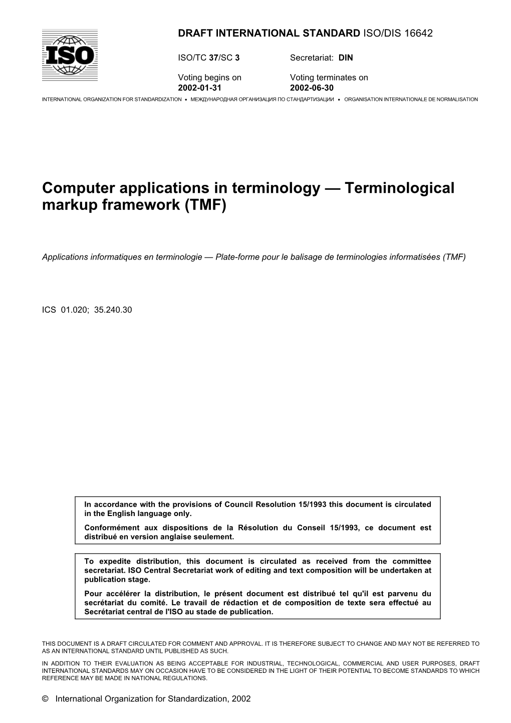 Terminological Markup Framework (TMF)