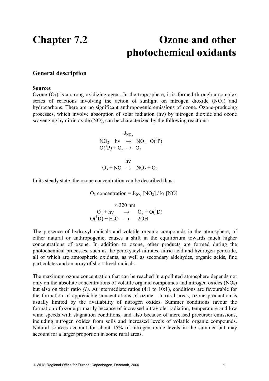 Chapter 7.2 Ozone and Other Photochemical Oxidants