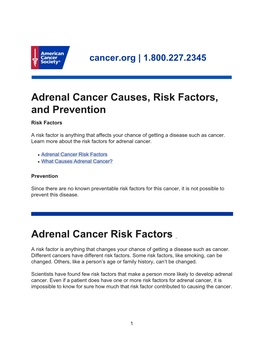 Adrenal Cancer Causes, Risk Factors, and Prevention Adrenal