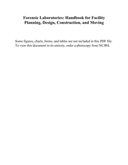 Forensic Laboratories: Handbook for Facility Planning, Design, Construction, and Moving