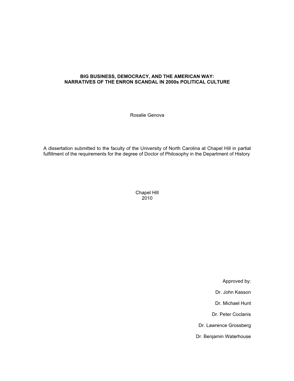 NARRATIVES of the ENRON SCANDAL in 2000S POLITICAL CULTURE