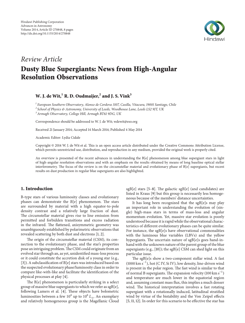 Review Article Dusty Blue Supergiants: News from High-Angular Resolution Observations